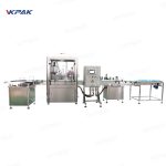 Automatikus kis kozmetikai palackok töltő dugós kupakjai címkéző sor