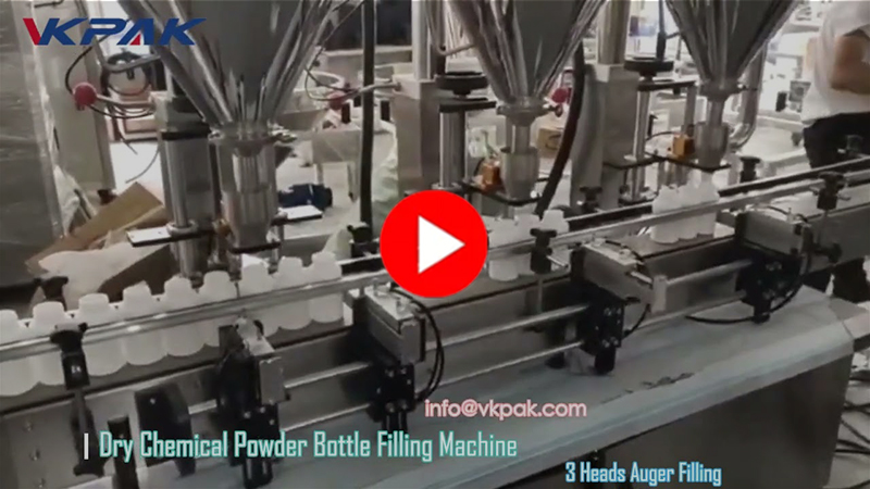 Automata háromfejű porpalacktöltő gép