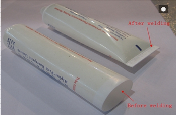 welding samples from ultrasonic tubes sealer hegesztés mintákkal.jpg