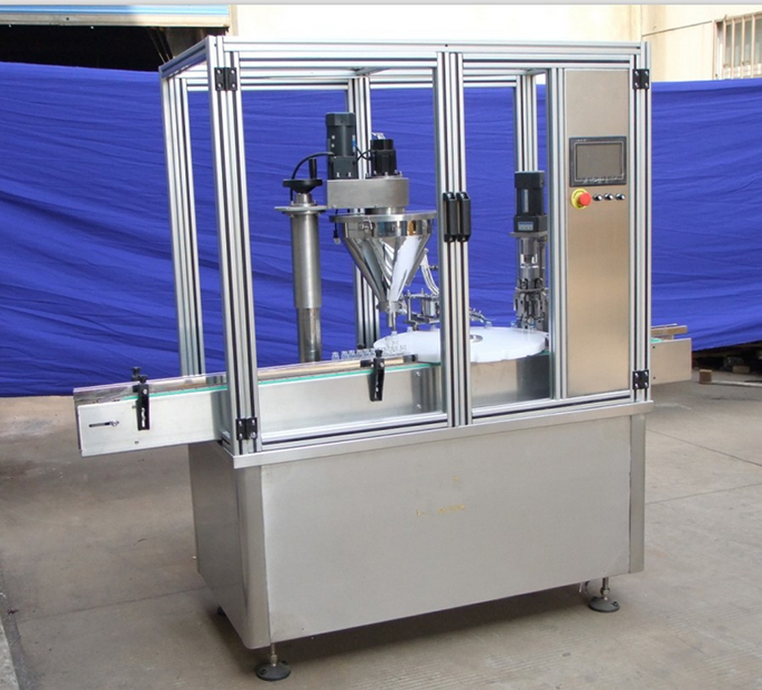 powder filler capper machine portöltő kupakberendezés.jpg