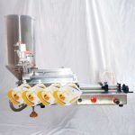 Félautomata pneumatikus kifolyótasak előre elkészített zacskótöltő gép