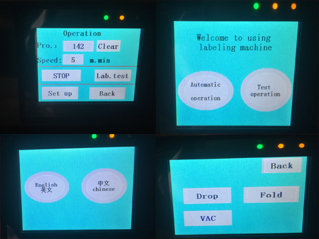 vezérlőtábla a képernyőn belül a gépek működtetéséhez labelin