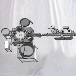 Kisméretű kémcsöveket töltő kupakoló gép vízszintes matricacímkézővel