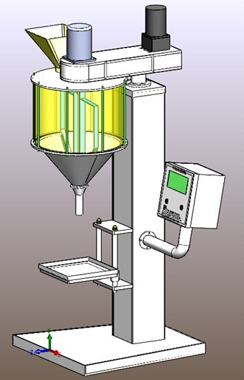 CAD illustration of powder filling machine rajz illusztráció a filler.jpg-hez